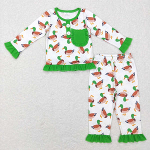 GLP1016 baby girl clothes mallard duck girl winter pajamas set