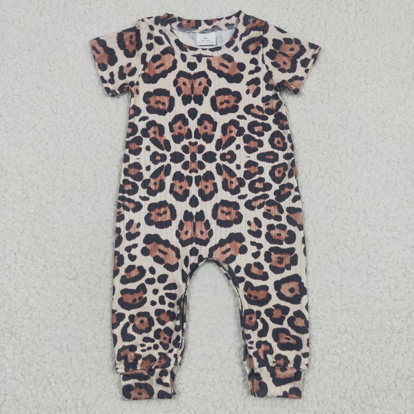 SR0293 baby boy clothes leopard summer romper (ribbed milk silk )