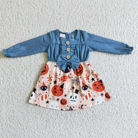 GLD0039 girl denim halloween dress