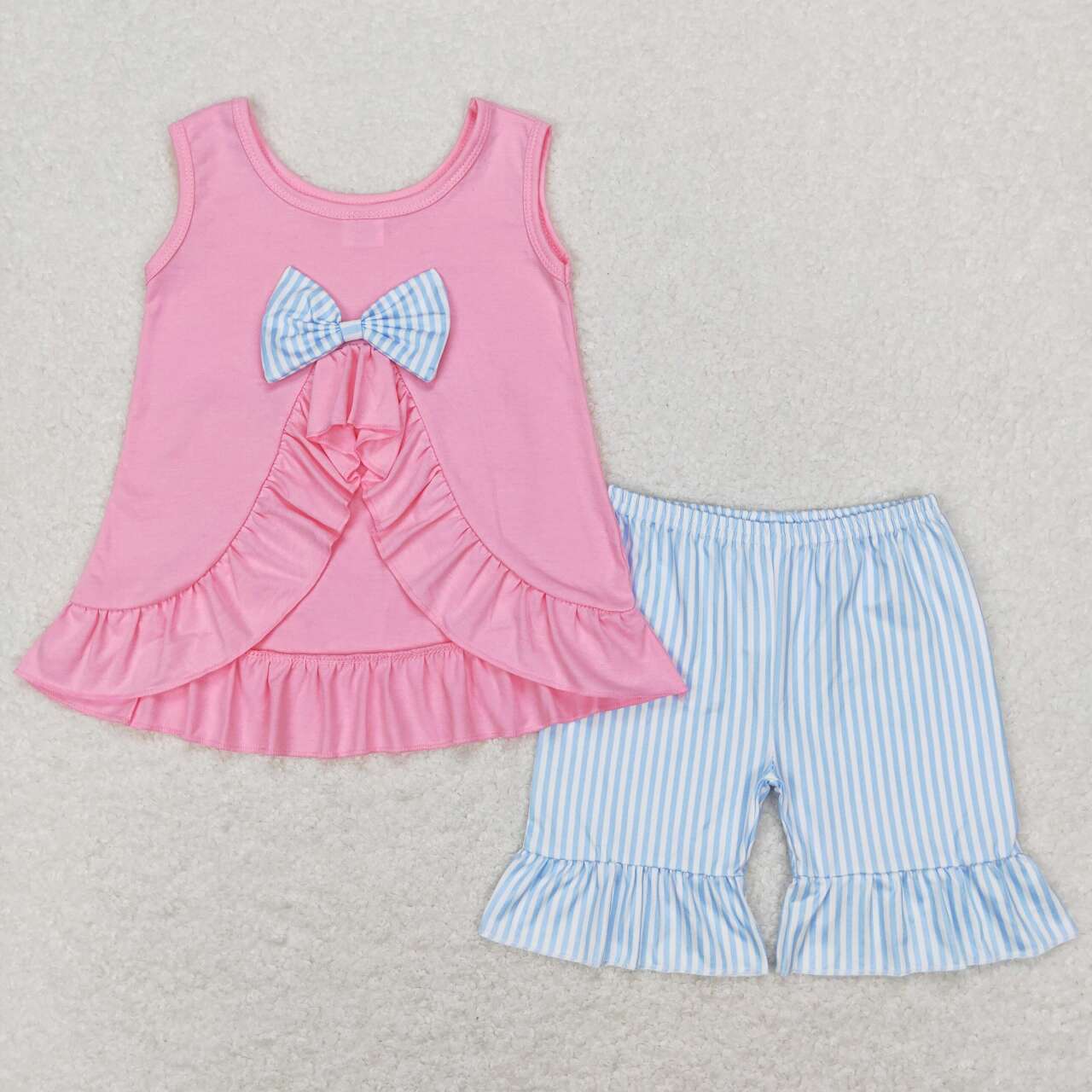 GSSO0438 baby girl clothes pink cow sleeveless girl summer outfits