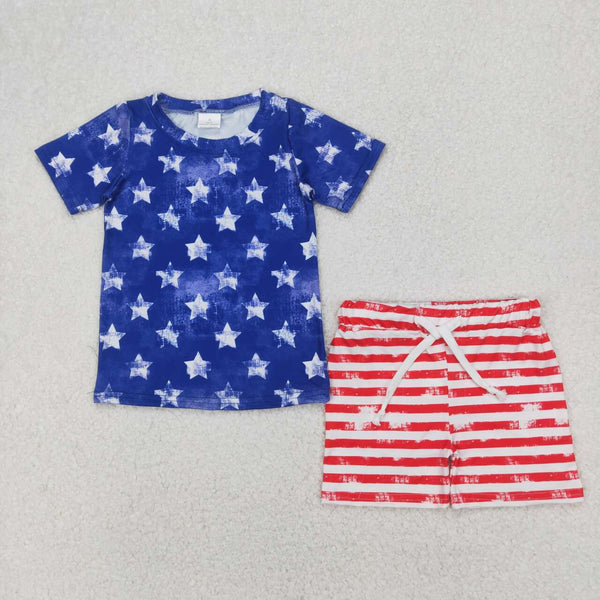 BSSO1405 RTS boy clothes star toddler boy 4th of July patriotic summer outfit