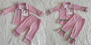 toddler clothes cotton res stripe santa claus matching christmas pajamas set