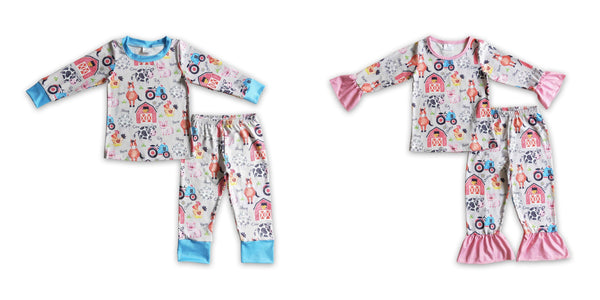 toddler clothes farm matching pajamas set