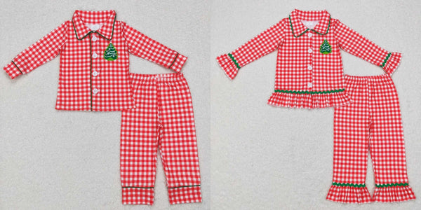 toddler clothes sister brother embroidery christmas tree family matching pajamas set 11