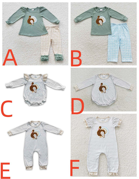 toddler clothes embroidery turkey kids thanksgiving matching clothing