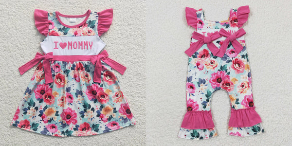 toddler girl clothes embroidery floral i love mum mother's day clothing