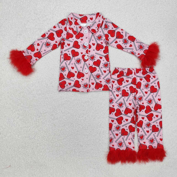 GLP2266 RTS Kids clothes girl valentines day pajamas set sleep wear