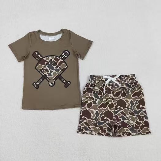 RTS baby clothes  baseball print boy summer shorts set-2025.12.9