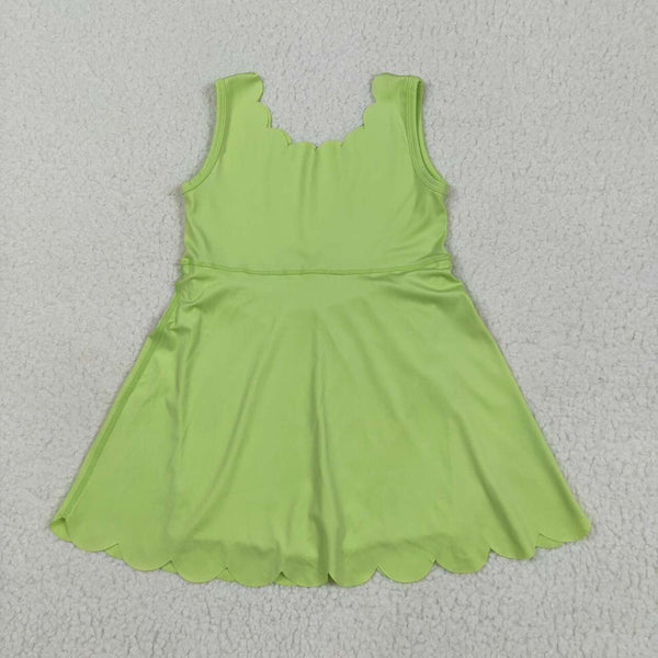 GSD2374 RTS girl clothes green girl summer dress yoga clothes atheletic clothes