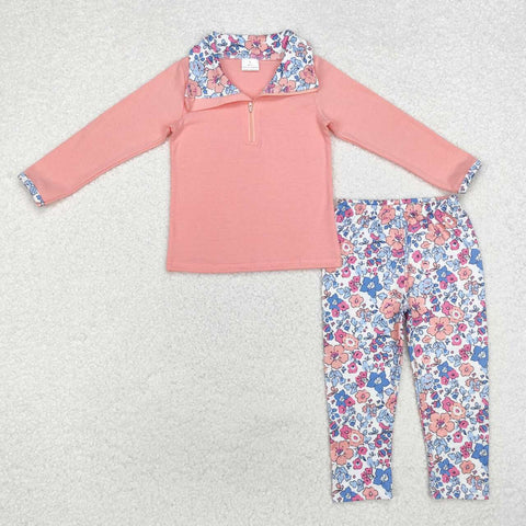 GLP1750 RTS toddler girl clothes pink floral girl winter outfit