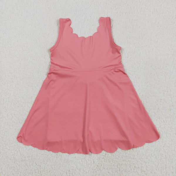 GSD2371 RTS girl clothes Coral girl summer dress yoga clothes atheletic clothes