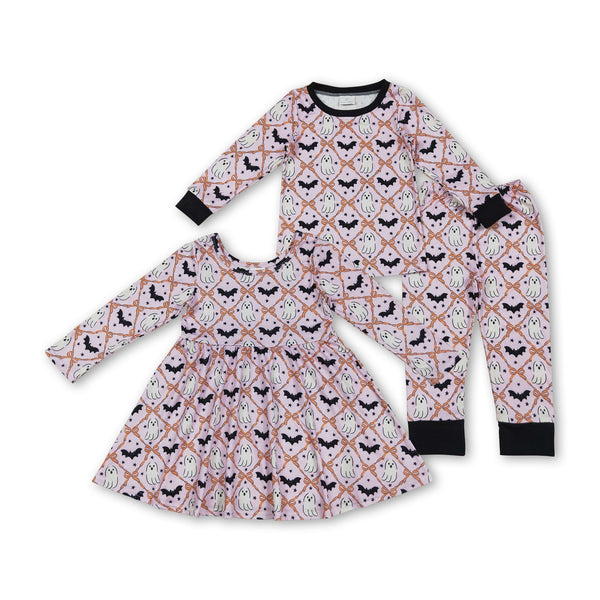 RTS kids matching clothing ghost bat print clothing baby halloween clothing-2025.9.13