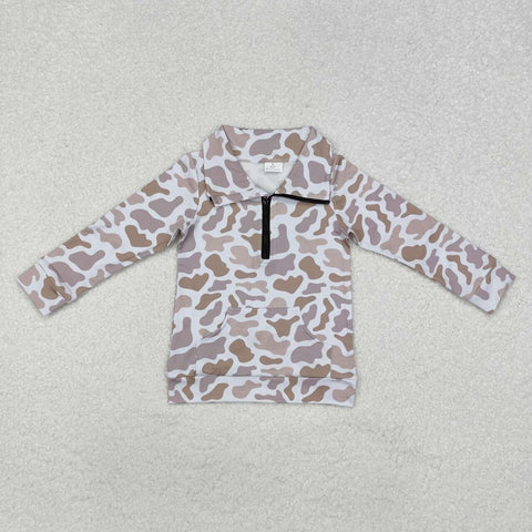 BT1040 RTS toddler boy clothes camouflage boy winter zipper top pollover