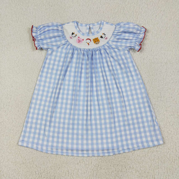 GSD2275 RTS 3-6M TO 7-8T girl summer clothes farm clothes smock pig cow girl summer dresses