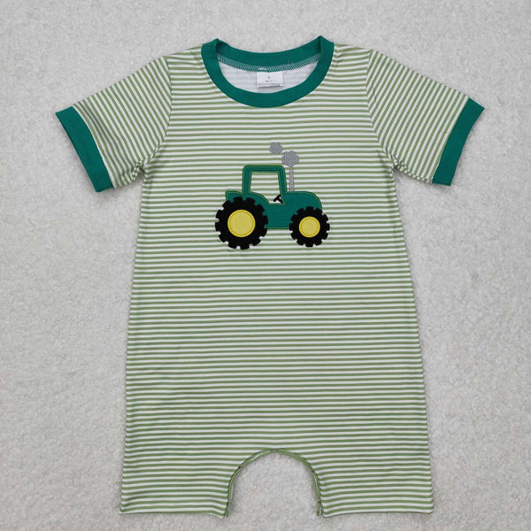 SR2431 RTS baby boy clothes tractor truck boy summer embroidery romper