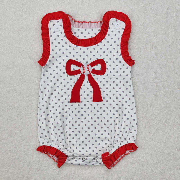 SR2376 RTS baby girl clothes embroidery baseball bows girl summer bubble