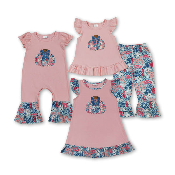 RTS kids matching clothing embroidered pumpkin print clothing girl winter clothing-2025.7.2