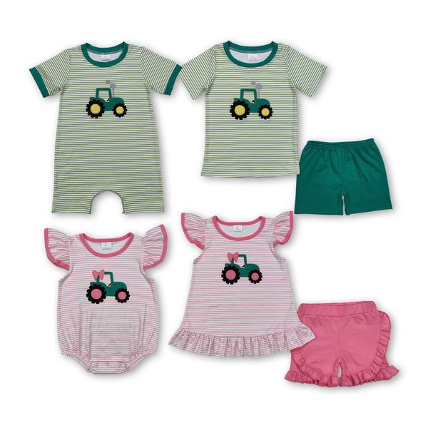 USA warehouse 25.5.17 RTS kids matching farm clothes tractor kids summer clothes