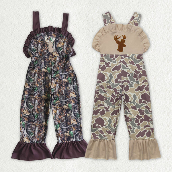 RTS Matching clothing fall deer camo print kid sleeveless ruffle overalls fall clothing-2026.9.28