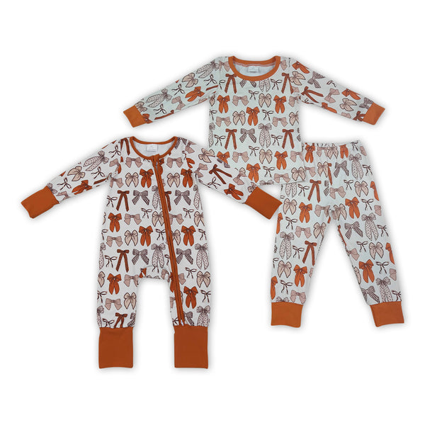 RTS Matching clothing kids fall bow print baby girl long sleeve winter clothes-2026.10.7