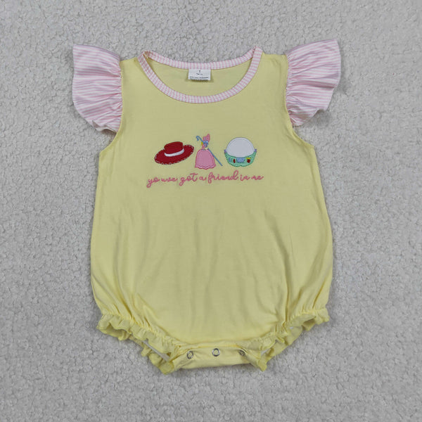 SR4105 RTS baby girl clothes cartoon embroidery toddler girl summer bubble