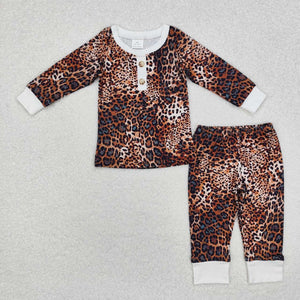 GLP1014 RTS toddler boy clothes leopard boy winter pajamas set