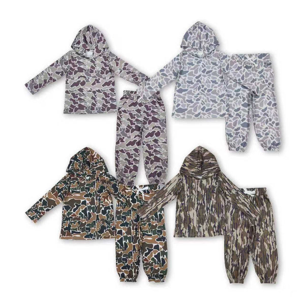 RTS boy clothes camo boy winter set hoodies outfit