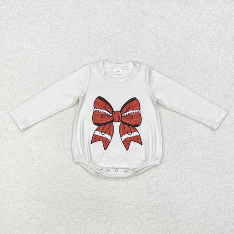 LR1717 RTS baby girl clothes football bows  girl winter bubble