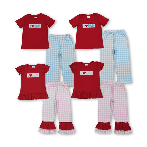 RTS kids matching clothing embroidery  I love my parents print clothing baby spring clothing-2025.11.15