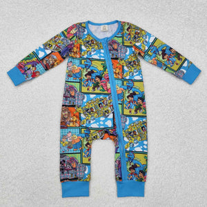 LR2040 RTS baby boy clothes cartoon blue boy winter romper zip romper