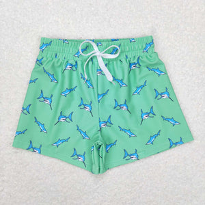 S0173 3-6M to 6-7T RTS boy summer green cartoon swim suit shorts