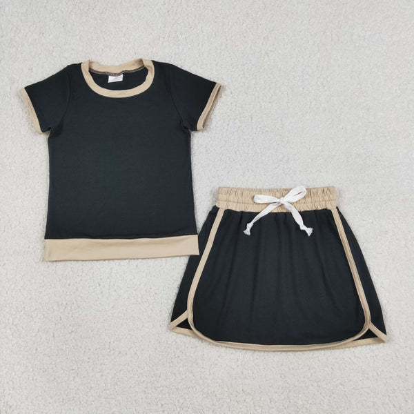 GSD3923 RTS kids clothes black cotton girls summer skirt outfit