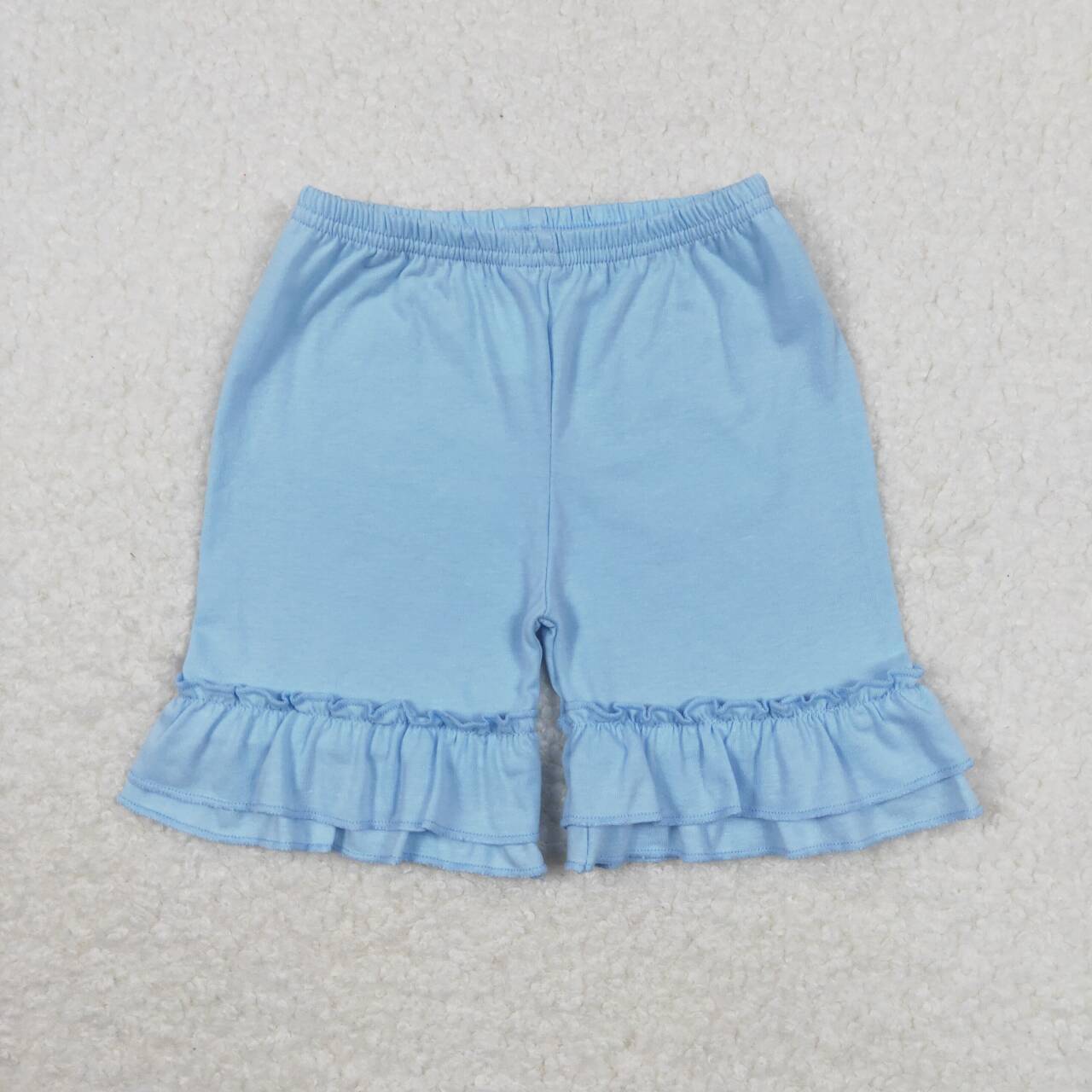 SS0183 RTS toddler clothes blue ruffle girl summer shorts cotton blue bottom