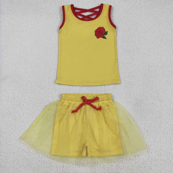 GSD2070 RTS toddler clothes princess girl summer short skirt set