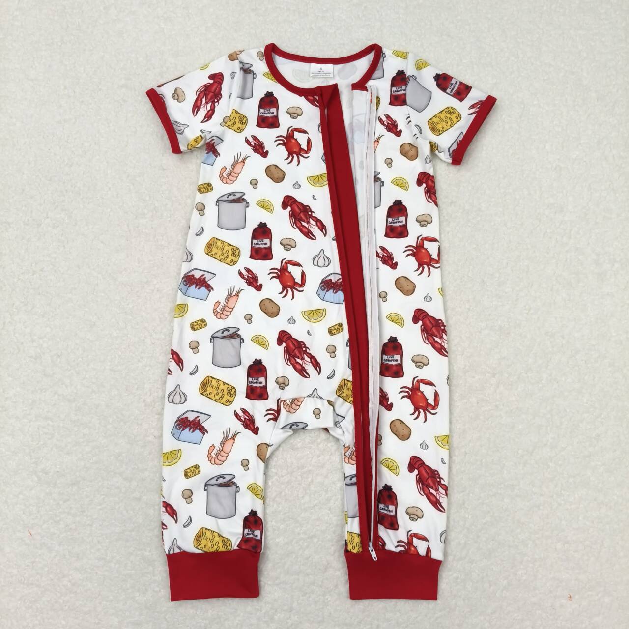 SR1339 RTS baby boy clothes crawfish toddler boy summer romper