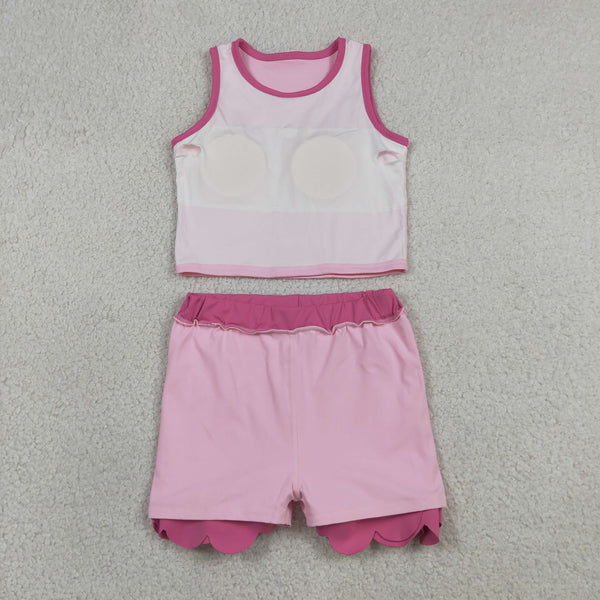 RTS GSD4019 toddler clothes pink sports clothing girl summer yoga set summer outfit