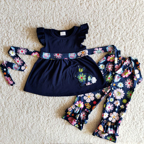 RTS Matching  toddler clothes  embroidery bunny print set girls easter summer clothing-2026.3.11
