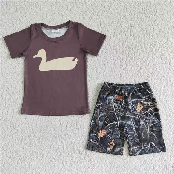 BSSO0011 kids clothing brown duck summer set