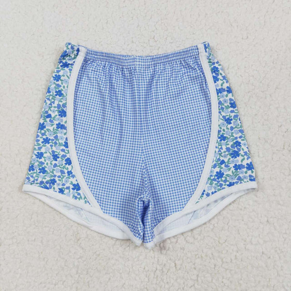 SS0519 RTS girl clothes blue floral girl summer shorts