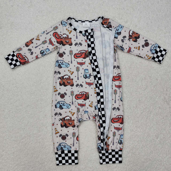 LR2160 RTS baby boy clothes cartoon car boy winter romper zip romper