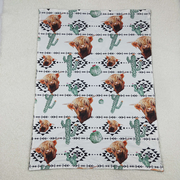 BL0152 RTS baby blanket highland cow western baby minky blanket