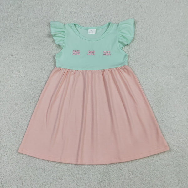 GSD3530 RTS kids girl clothes girl summer dress bow embroidery Dresses