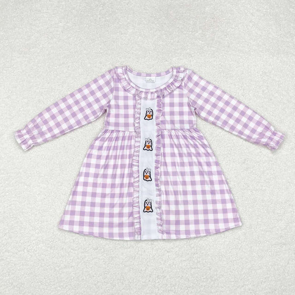 GLD0626 RTS toddler girl clothes boo girl halloween winter dress embroidery