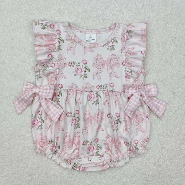 SR2379 RTS baby girl clothes floral grandmillennial bows girl summer bubble