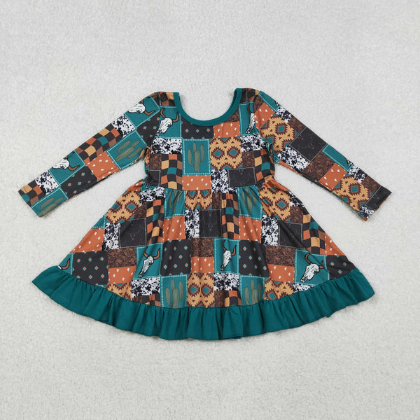 GLD0837 RTS Girl Western Clothes Long Sleeve Girl Winter Dress