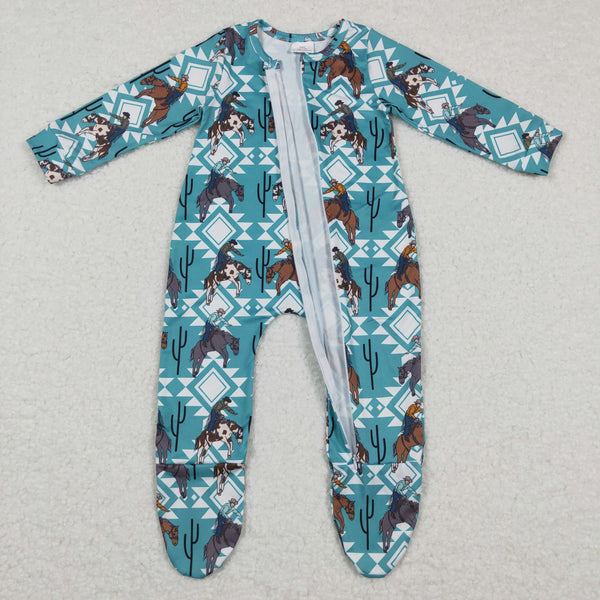 LR0248 baby boy clothes winter blue western romper