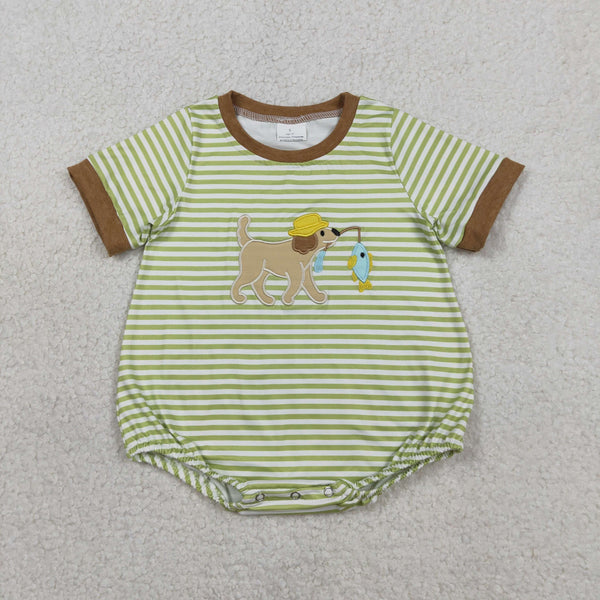 SR3765 RTS baby boy clothes fishing toddler boy summer embroidery bubble