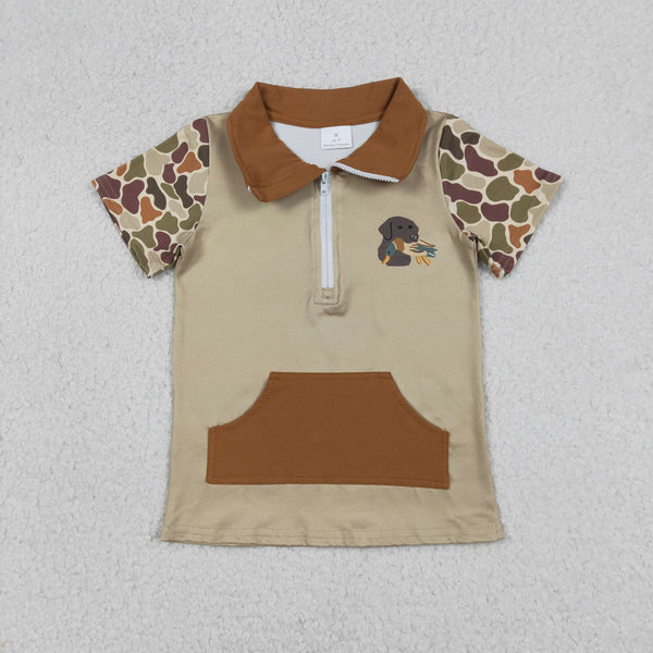 BT1532 RTS toddler boy clothes camo dog hunting boy summer top tshirt