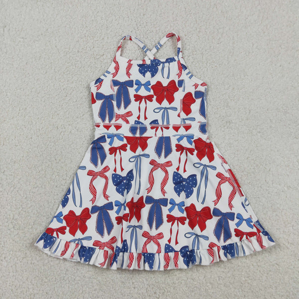 RTS GSD4064 toddler clothes bows girl 4th of July sports yoga summer dress