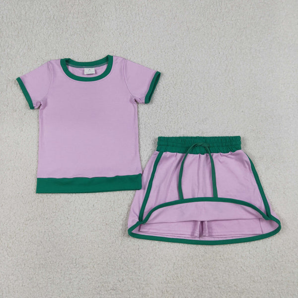 GSD3672 RTS  toddler girl clothes cotton pink girl summer shorts set